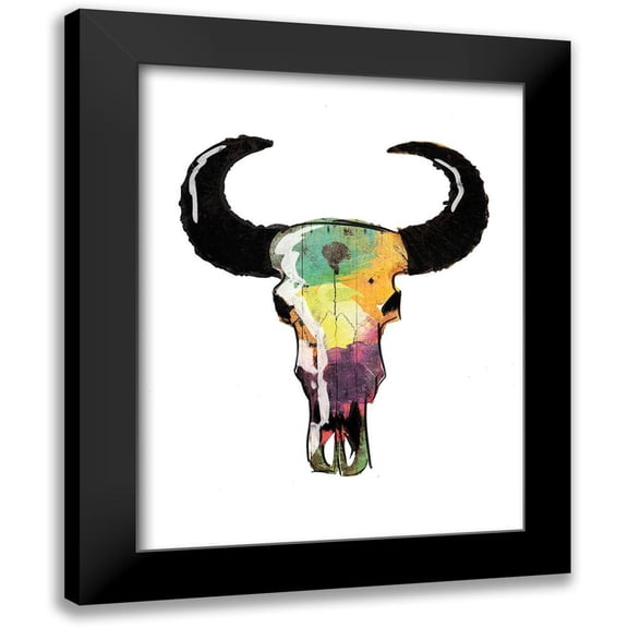 Grey, Jace 12x14 Black Modern Framed Museum Art Print Titled - Watercolor Skull
