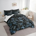 thumbnail image 3 of Manfei Blue Butterfly Print Bedding Comforter Set 7pcs, Romantic Blossoms Flower Queen Bedding Sets, Vintage French Style Queen Sheet Sets, Super Cozy Room Decor, 3 of 7