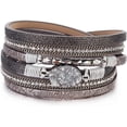 thumbnail image 1 of Pulsera de cuero con cierre magnético, pulseras bohemias con cuentas de cristal, regalos de joyería para mujeres, adolescentes y niñas, 1 of 6