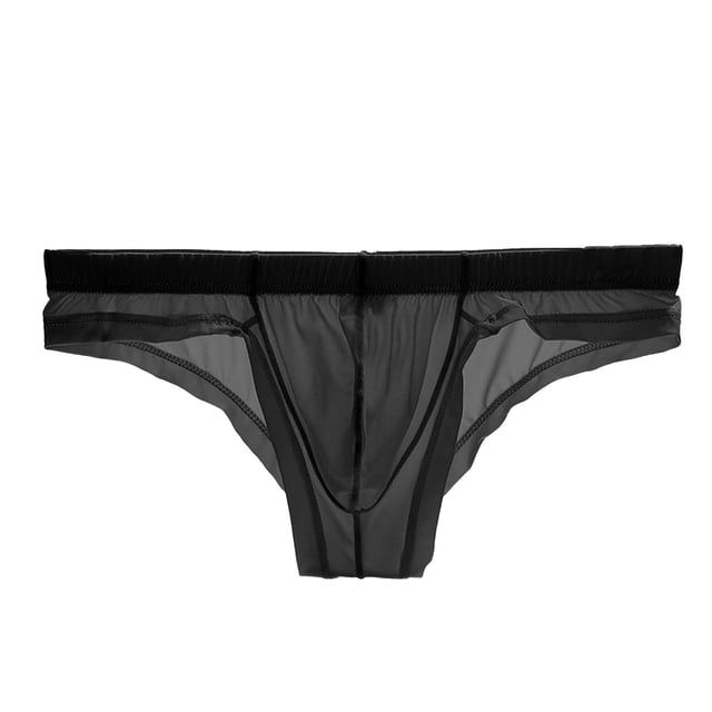 Pitauce Mens Ice Silk Thongs See Through Briefs Low Rise String Bikini Underwear Sheer Cheeky Underpants