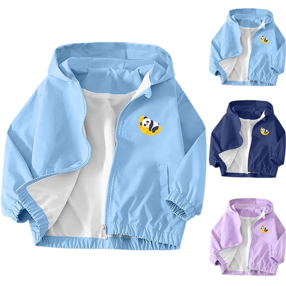 Bixock Toddler Girls Hooded Jackets Girls Light Jackets Kids Zip Coat Outerwear Multi Graphic Print Long Sleeve Hooded Casual Outdoor Jacket for Kids 1-11Years