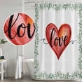 thumbnail image 4 of Valentines Day Shower Curtain, Waterproof Shower Curtains for Bathroom, Red Love Heart Romantic Eucalyptus Leaves Washable Fabric Bathtub Curtain Set Bath Decor with 12 Hooks Long 72"x84", 4 of 6