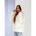 thumbnail image 2 of Ladies' Autumn and Winter Warm Coat Fashionable and Simple Casual Hooded Drawstring Button Large Pocket Jacket Solid Color Campus Warm Coat, 2 of 9