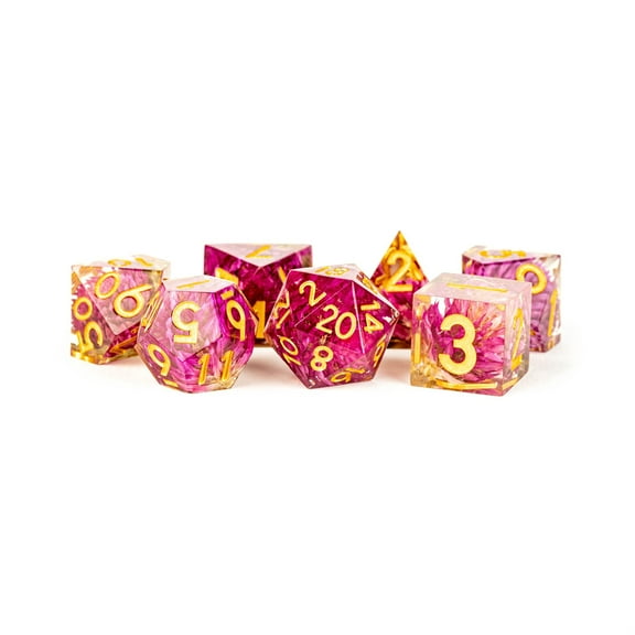 FanRoll by Metallic Dice Games Sharp Edge Resin DND Dice Set: Thousand Day Red, Role Playing Game Dice for Dungeons and Dragons