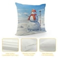 thumbnail image 4 of GOSMITH  Christmas Pillow Sham, Snow Covered Mountain with Fir Trees and Skiing Snowman Fun Holiday Activity, Decorative Standard King Size Printed Pillowcase,  White Teal, 4 of 5
