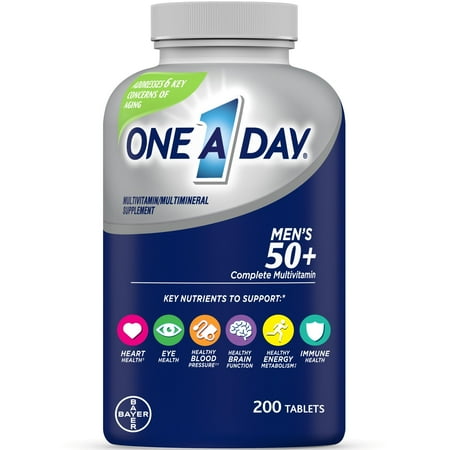 One A Day Men's 50+ Multivitamin Tablets, Multivitamins for Men, 200 Ct