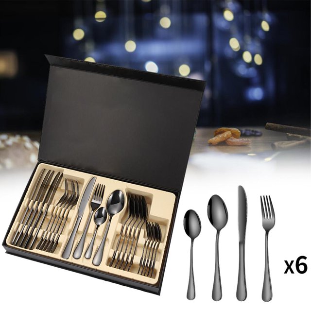 Cubiertos de Cocina shamjiam Acero Inoxidable 410 24 Piezas Negro