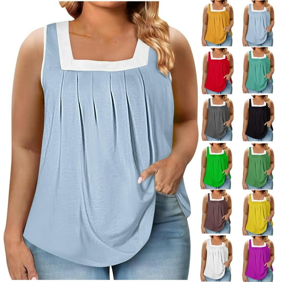 Womens Tank Tops Plus Size Women's Pinted Sleeveless T-shirt Loose Top Summmer Shirts for Women XL-6XL