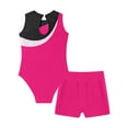 thumbnail image 4 of MSemis Kids Girls Ballet Dance Sets Sports Gymnastics Leotards Outfits with Shorts Rose 6, 4 of 5