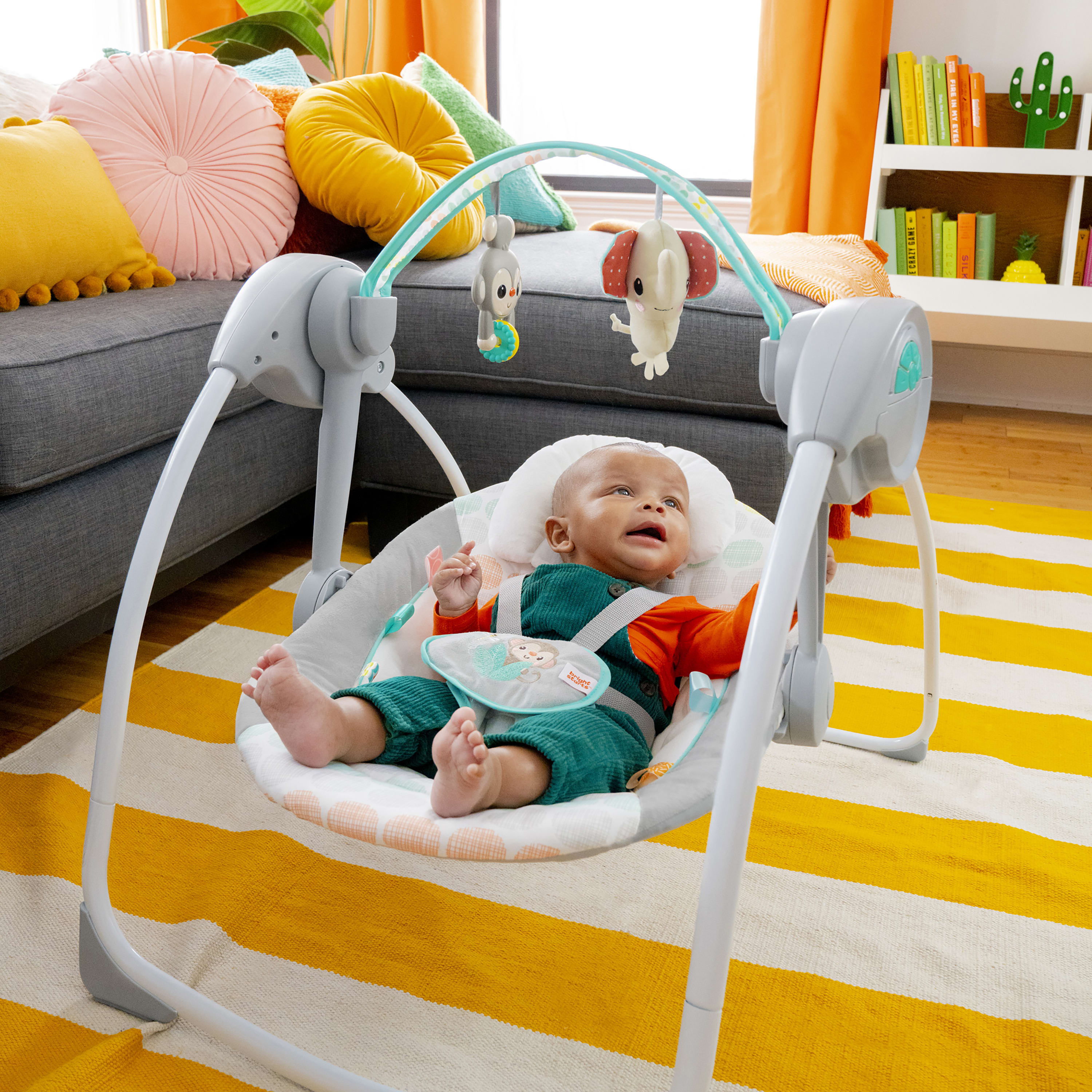 Bright Starts Whimsical Wild Portable Compact Baby Swing with Taggies, Unisex, Newborn and up - image 3 of 12