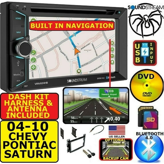 04-10 CHEVY PONTIAC SATURN GPS NAVIGATION BLUETOOTH USB CD/DVD/AUX STEREO PKG