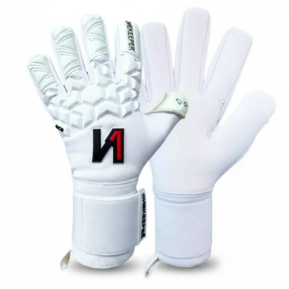 ONEKEEPER ACE White - Goalkeeper Gloves – No Finger Protection – Pro Soccer Goalie Gloves for Kids, Youth & Adults – 3.5mm Contact Latex, Negative Cut, Sizes 5-12