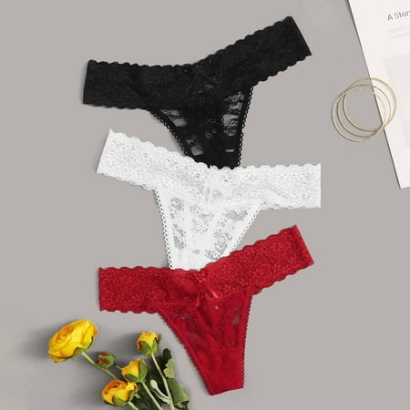 

TIANEK 3pcs Sexy Lingerie Lace Open Thong G-Pants Lingerie Tucking Panties Reduced