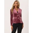 thumbnail image 3 of Chaqueta de terciopelo de oficina frontal con botón de solapa con muesca vintage para mujer Rosa Sucio XS, 3 of 6