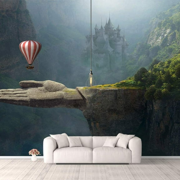 IDEA4WALL 6pcs Fantasy View Mysterious Place Peel and Stick Wallpaper Removable Wall Murals Large Wall Stickers for Home Decoration, 100"x24"