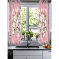 thumbnail image 2 of Pink Orchid Flowers Sheer Curtains 45 Inch Length 2 Panels Set for Living Room/Bedroom, Vintage Floral Leaves Plants Spring Kitchen Curtains Grommet Semi-Sheer Curtains Window Treatments 42"x45"x2, 2 of 7