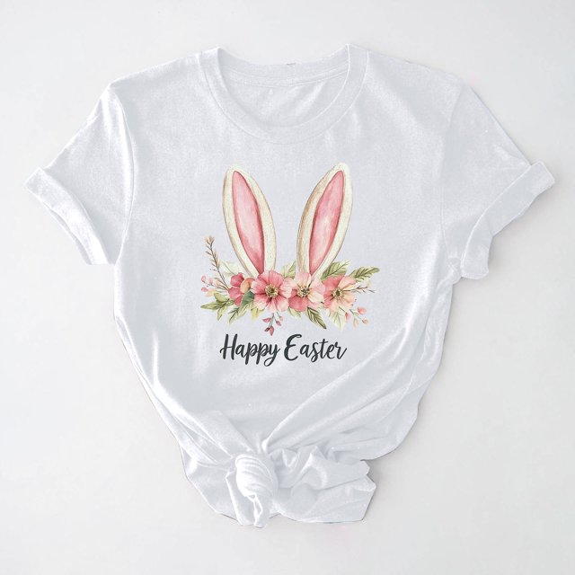 UPPADA Femmes Easter Oeufs Imprimé T-Shirts Heureux Easter Graphique Bunny Lapin Mignon T-Shirts Manches Courtes Décontracté Col Rond T-Shirts Été Basique Coupe Régulière Chemises Blanc,TTTG