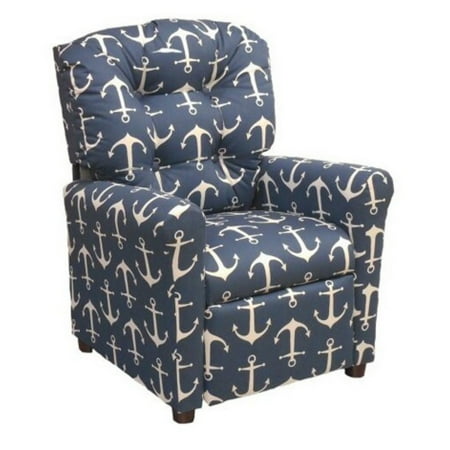 Brazil Furniture 4-Button Back Child Recliner - Navy Anchor