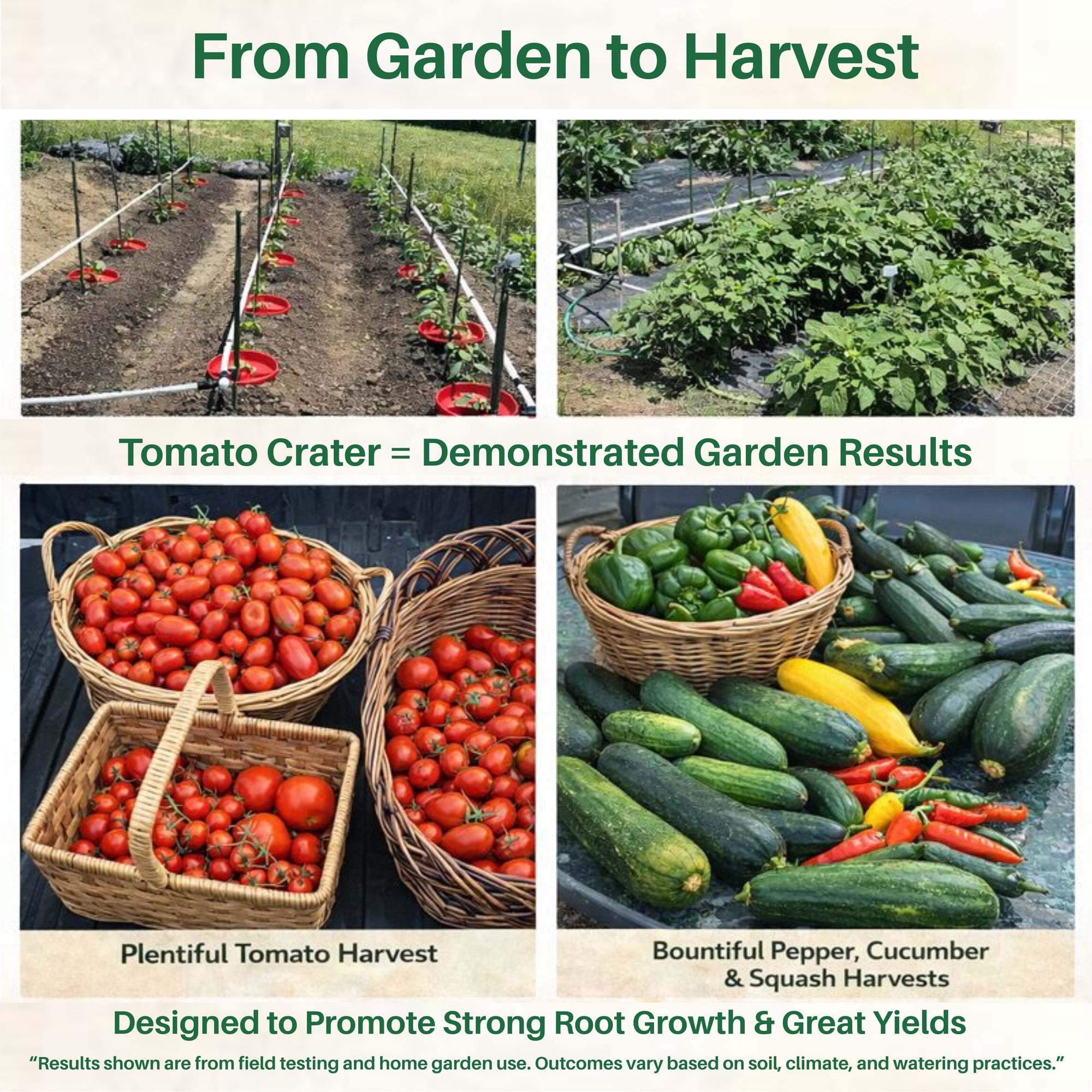 Tomato Crater® Root-Zone Watering Ring – Snap-Together Base System That Delivers Water to Roots, Naturally Reduces Weeds & Helps Vegetables Grow Stronger, 3PK