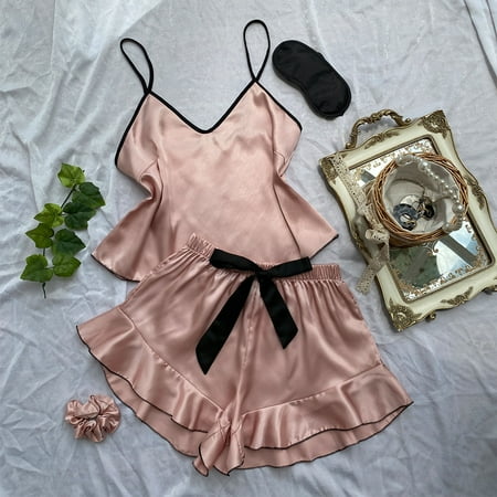 

Jsaierl Pajamas for Women Set Ladies Loungewear Ladies Shorts Suspender Cami Top and Shorts Pajama Suit