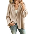 thumbnail image 2 of Kadlawus Women Fall Long Sleeve Loose Cardigan Open Front Casual Knit Shawl Wrap Cozy Soft Flowy for Daily Office Weekend Travel, Beige M, 2 of 9