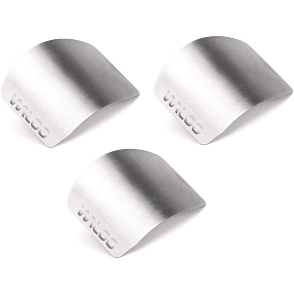 Waloo Stainless Steel Safe Cutting 2 in x 2.5 in Finger Knife Guards 3 Pack