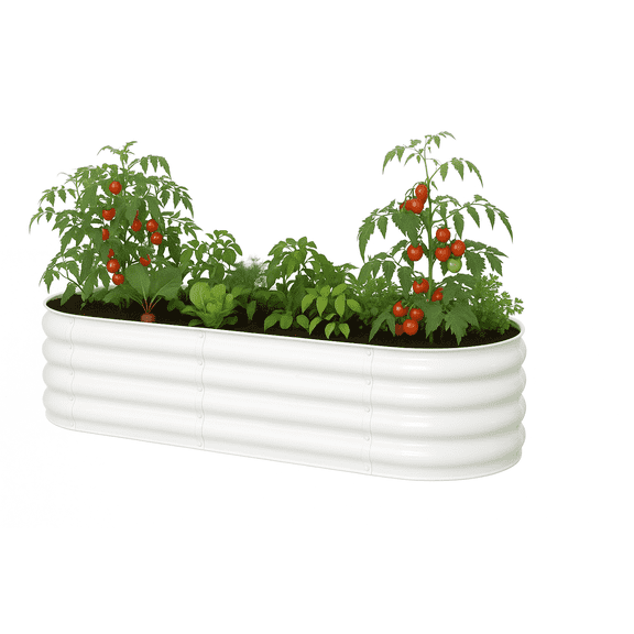 NuVue Products RIGID-Cast 4-in-1 Outdoor White Modular Raised Garden Bed – 14" High with 4 Configurations