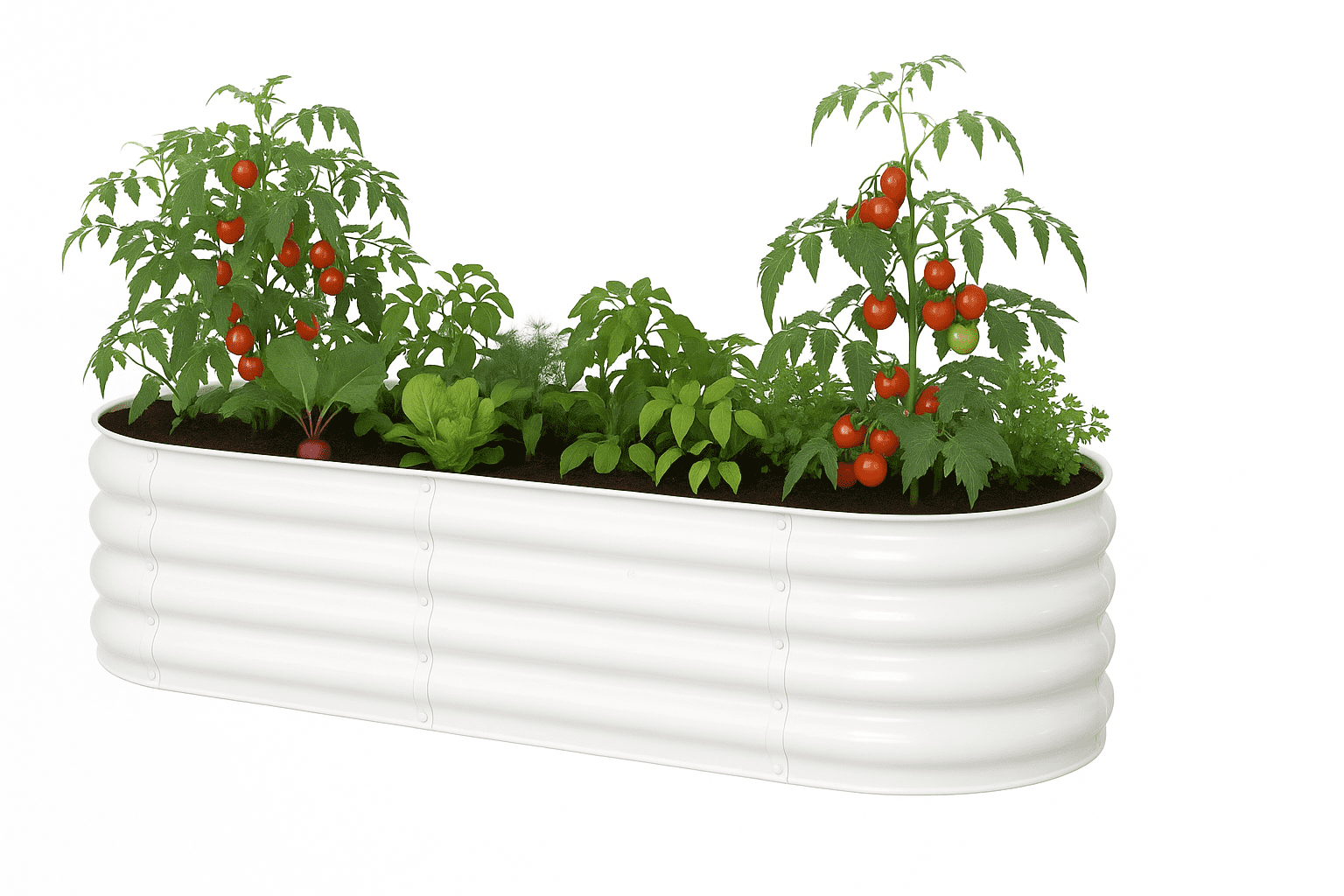 NuVue Products RIGID-Cast 4-in-1 Outdoor White Modular Raised Garden Bed – 14" High with 4 Configurations