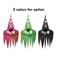 thumbnail image 3 of Sombrero de Halloween colgante con luz, sombrero de bruja dentado con cara sonriente y luz LED, 3 of 8
