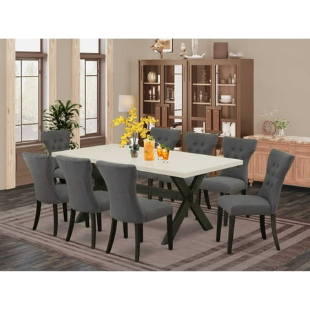 East West Furniture X627FL624-7 – 7-Piece Kitchen Table Set – 6 Kitchen Parson Chairs and Kitchen Dining Table Solid Wood Structure