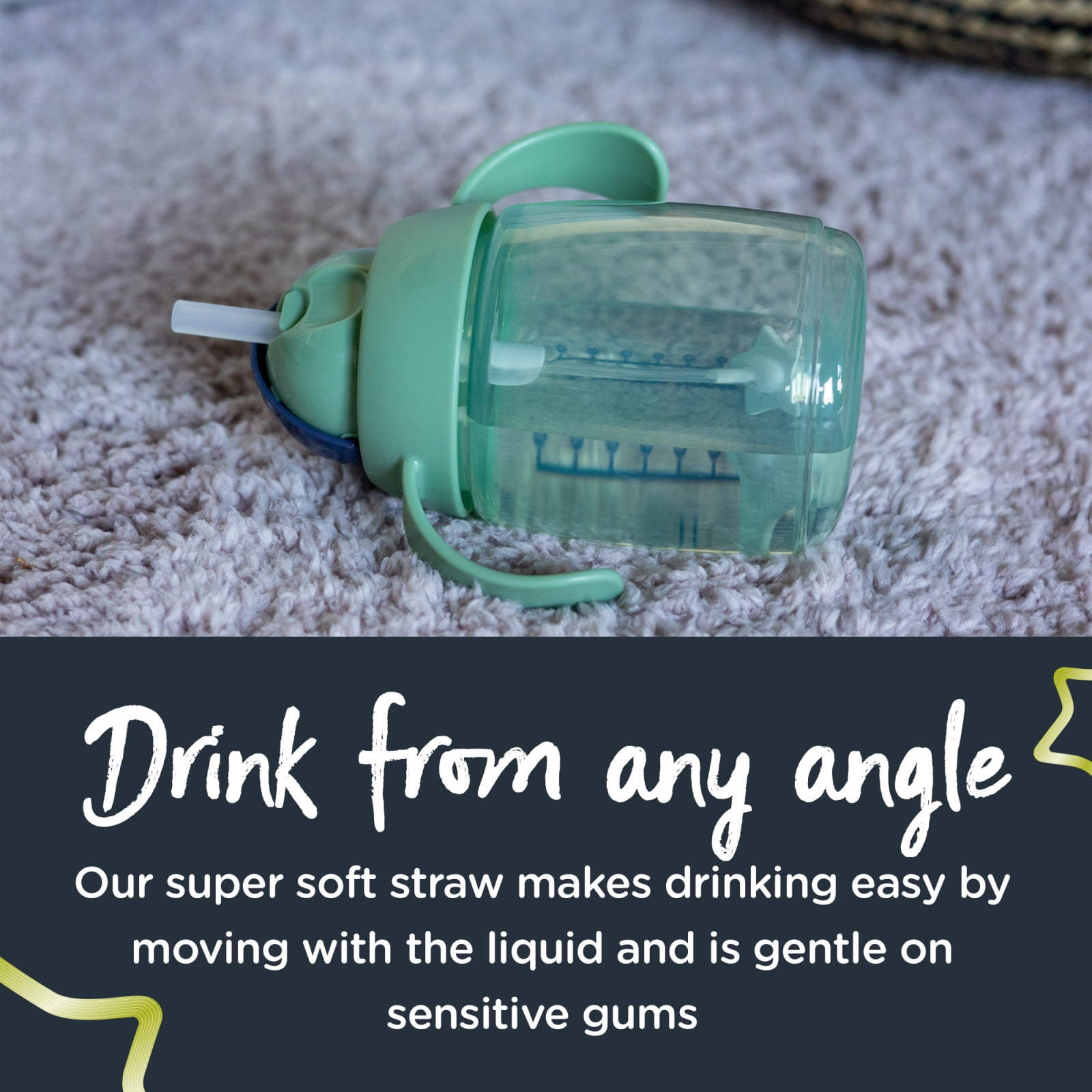 Tommee Tippee Starter Weighted Straw Baby & Toddler Cup, Spill-Proof, 6m+, 10oz, Green, 1-Pack