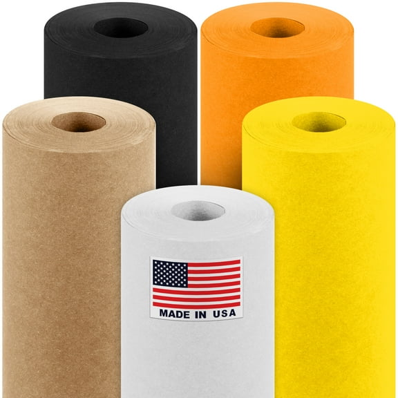 Paclord 18" x 1200" (100 ft) Construction Site-Themed Kraft Paper Set, 45 Lbs - Yellow, Orange, Brown, Black, White Kraft Paper - Made in USA Colored Paper for Crafts, Appliques for Kids, DIY