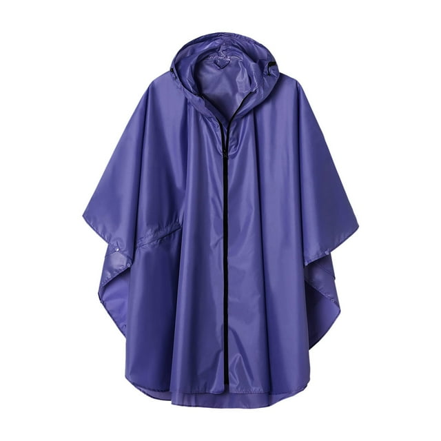 aohooy Poncho de Pluie Unisexe pour Adultes Cape Imperméable à Capuche Imperméable Manteau de Pluie Léger pour Camping en Plein Air Randonnée Veste de Pluie à Fermeture Éclair Violet,m