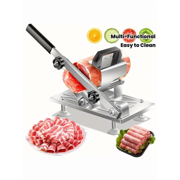 Manual Meat Slicer Stainless Steel Frozen Meat Cutter, Heavy Duty Bone Chopper and Vegetable Cleaver, Jerky Slicer for Beef, Chicken, Lamb