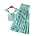 thumbnail image 3 of Seyurigaoka Women Two Piece Summer Sets Bohemian Floral Skirts Sets Sleeveless Tank Crop Tops + Harajuku Split Maxi Skirt, 3 of 9