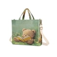 thumbnail image 2 of Corduroy Composite Fabric Tote Bag Magnetic Snap Large Capacity Crossbody Bag Beige Shoulder Strap Bearsa, 2 of 8