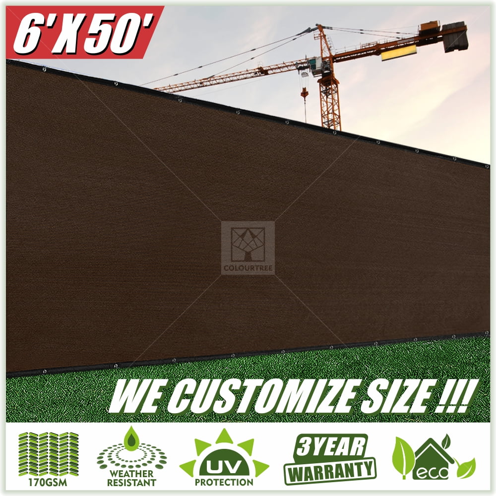 Commercial Grade 170 GSM 3 Years Warranty ColourTree Customized Size Fence Screen Privacy Screen Black 4' x 10? Heavy Duty 