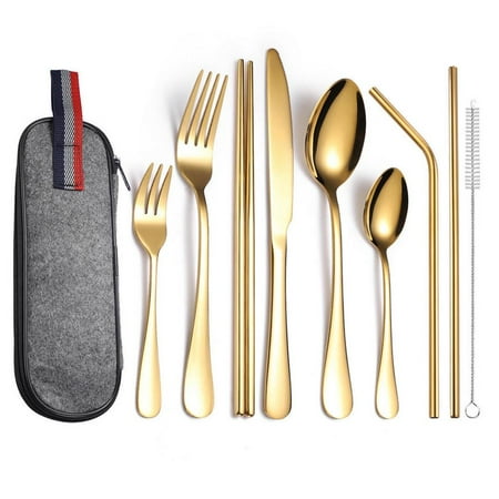 

BESTHUA Travel Silverware Set 9-Piece Portable Stainless Steel Utensils Set Stainless Steel Fork Spoon Reusable Lunch Silverware Set For Travel Camping. fabulous