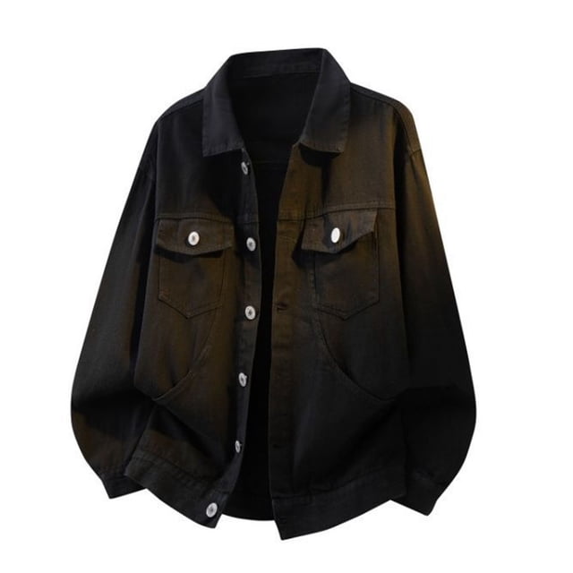 Ceisia Men's Oversize Gradient Denim-Look Multi-Pocket Jacket for All-Season Casual Gift
