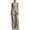Gray, variant on Women's 2 Piece Outfits Sleeveless Mock Neck Button Down Top Wide Leg Pants Elegant Business Casual Workwear Set