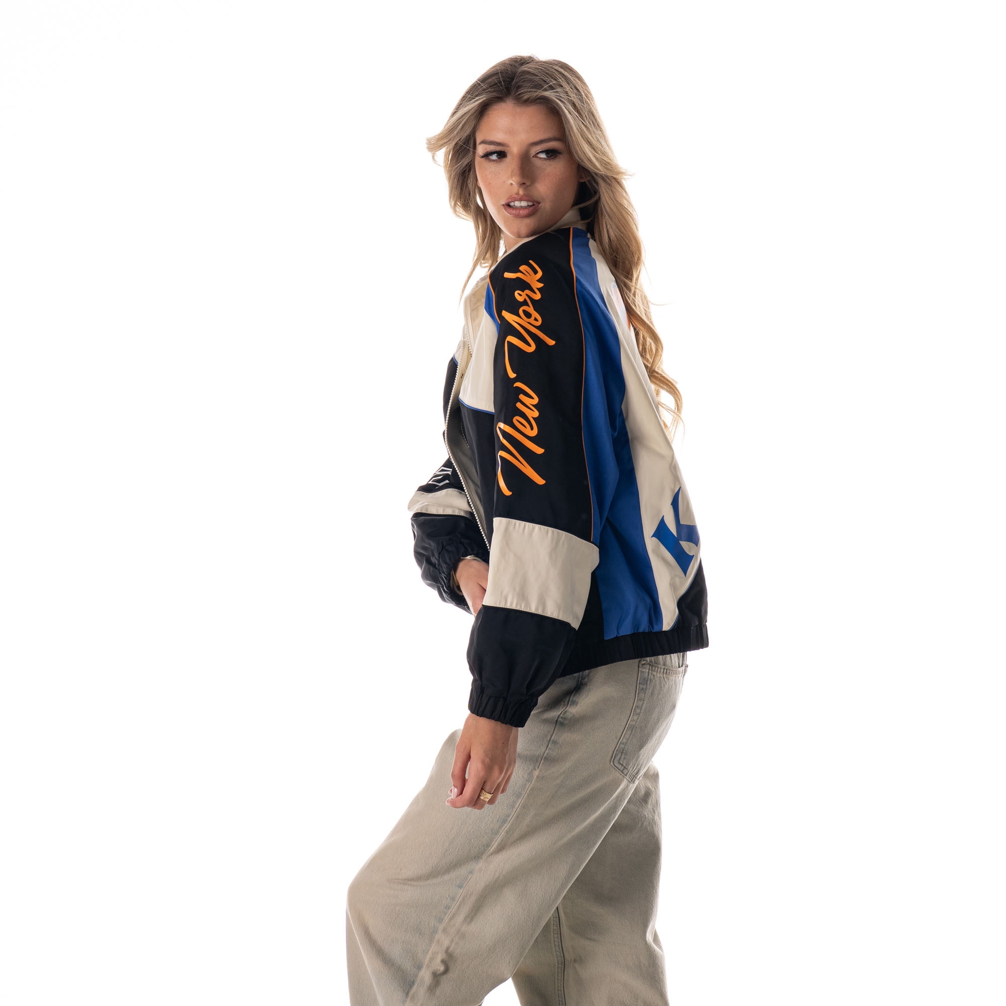 Unisex The Wild Collective Cream New York Knicks Oversized Raglan Full-Zip Track Jacket
