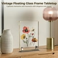 thumbnail image 3 of Vintage Floating Glass Frame, Tabletop Floating Glass Frame for Dry Flowers, Double Glass Pressed Flower Display Frame with Metal Base, Shelf Photo Frame for Home Office, 3 of 6