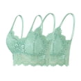 thumbnail image 1 of 2 piezas de sujetador de encaje con tirantes sólidos para mujer, ropa interior de poliéster con huecos, 1 of 5
