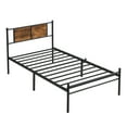 thumbnail image 3 of Nmkwnr Twin Size Wood Metal Platform Bed Frame with Headboard, Perfect for Living Room, Bedroom, Black, 3 of 5