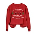 thumbnail image 3 of Retro Vintage Farm Fresh Christmas Trees Red Truck Graphic Women Sweatshirt Funny Holiday Pullover Top, 3 of 4