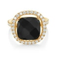 thumbnail image 2 of Gem Stone King 18K Yellow Gold Plated Silver Ring Onyx Moissanite (6.38 Cttw), 2 of 4