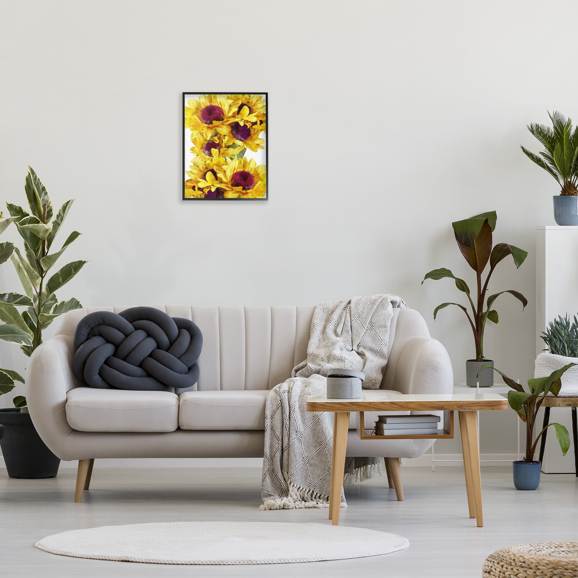 Stupell Industries Overlapping Sunflower Blooms Botanical & Floral Painting Black Framed Art Print Wall Art, 16 x 20