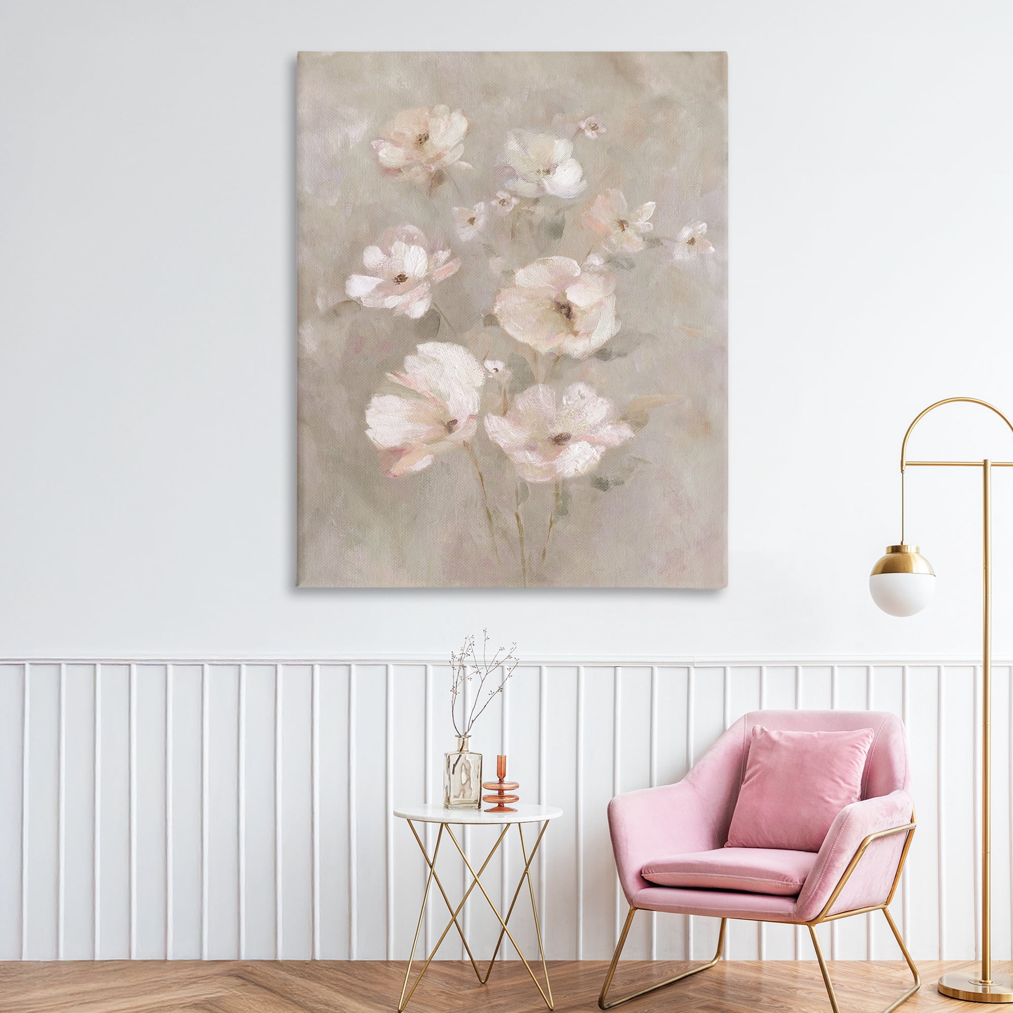 Stupell Industries Blush Florals over Beige Canvas Wall Art, design by Carol Robinson