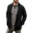 thumbnail image 3 of Dellytop Mens Shawl Collar Button Down Open Front Cable Knitted Ribbed Cardigan Sweaters, 3 of 3
