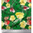 thumbnail image 1 of Soimoi Green Cotton Poplin Fabric Leaves & Floral Watercolor Print Sewing Fabric BTY 56 Inch Wide, 1 of 3